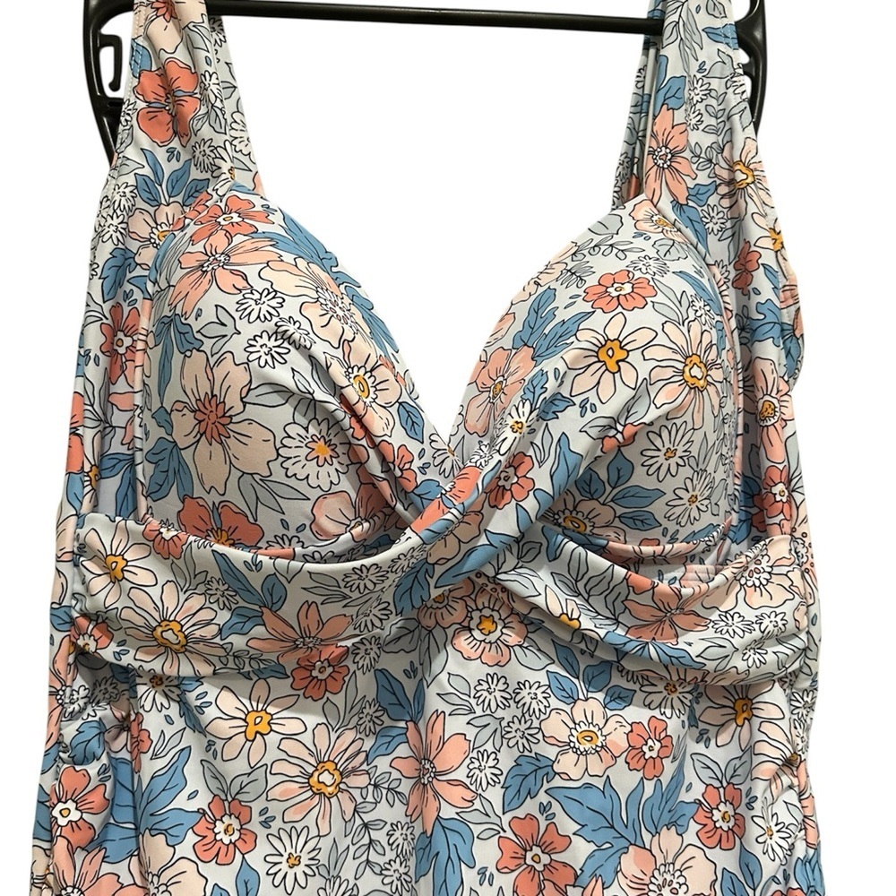 EOMENIE Floral One‑Piece Swimsuit – 2XL – Supportive, Ruched - Picture 2 of 6